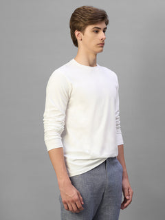 Men's White Cotton Bamboo Elastane Regular Fit Tshirt