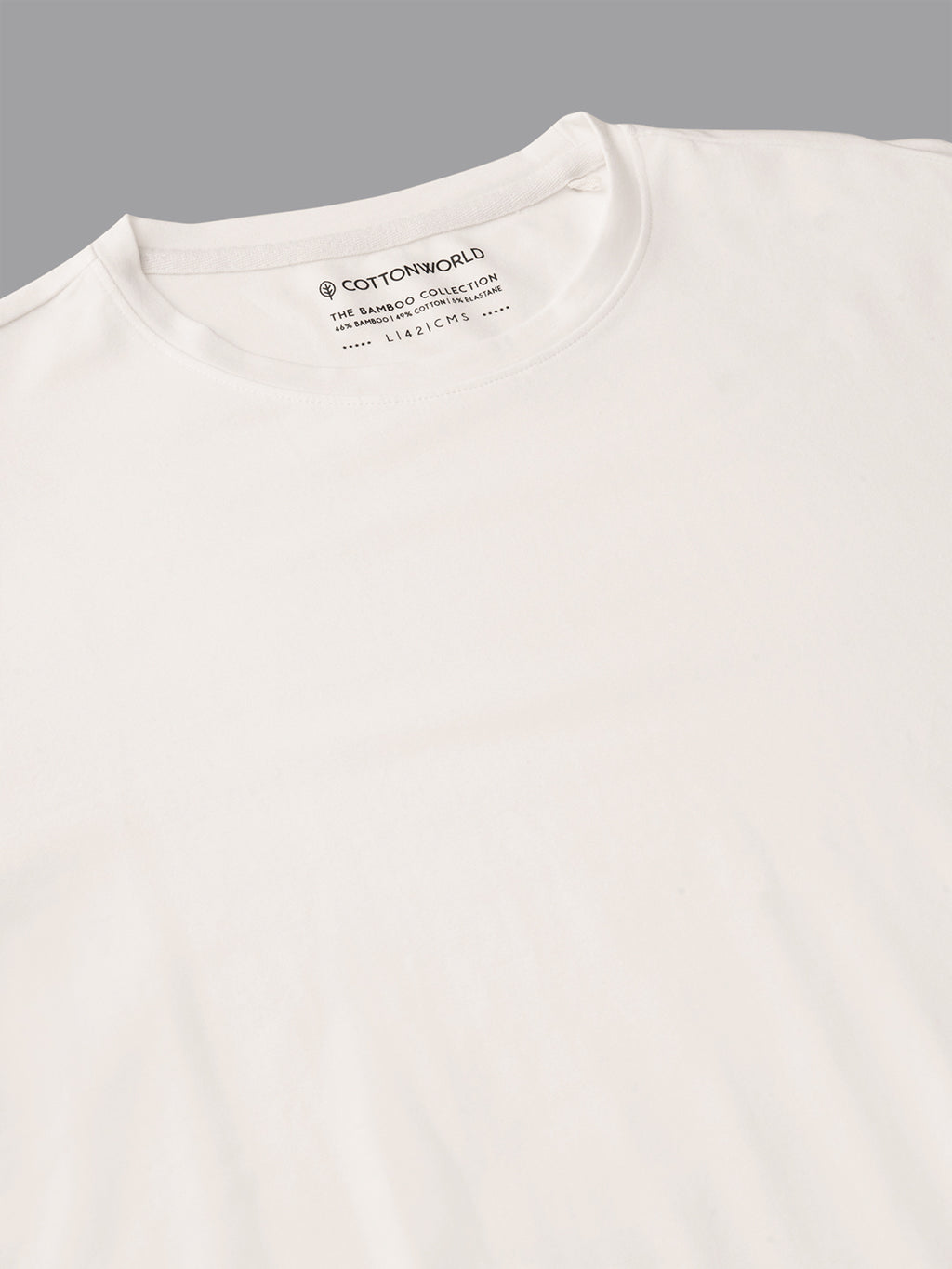 Men's White Cotton Bamboo Elastane Regular Fit Tshirt