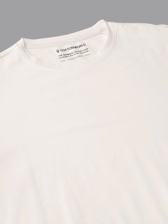 Men's White Cotton Bamboo Elastane Regular Fit Tshirt