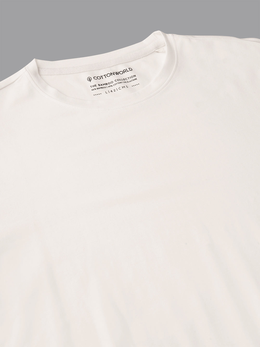 Men's White Cotton Bamboo Elastane Regular Fit Tshirt