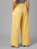 Women's Yellow Linen Viscose Regular Fit Pant