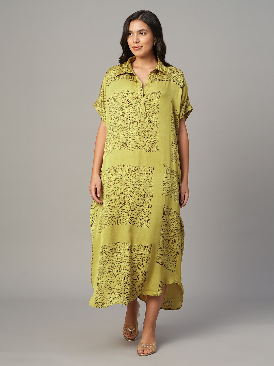 Women's Mustard Modal Viscose Boxy Fit Dress