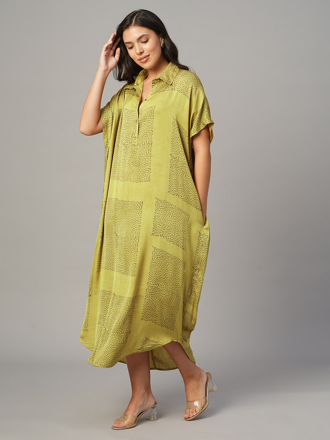 Women's Mustard Modal Viscose Boxy Fit Dress