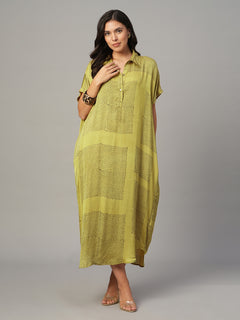 Women's Mustard Modal Viscose Boxy Fit Dress