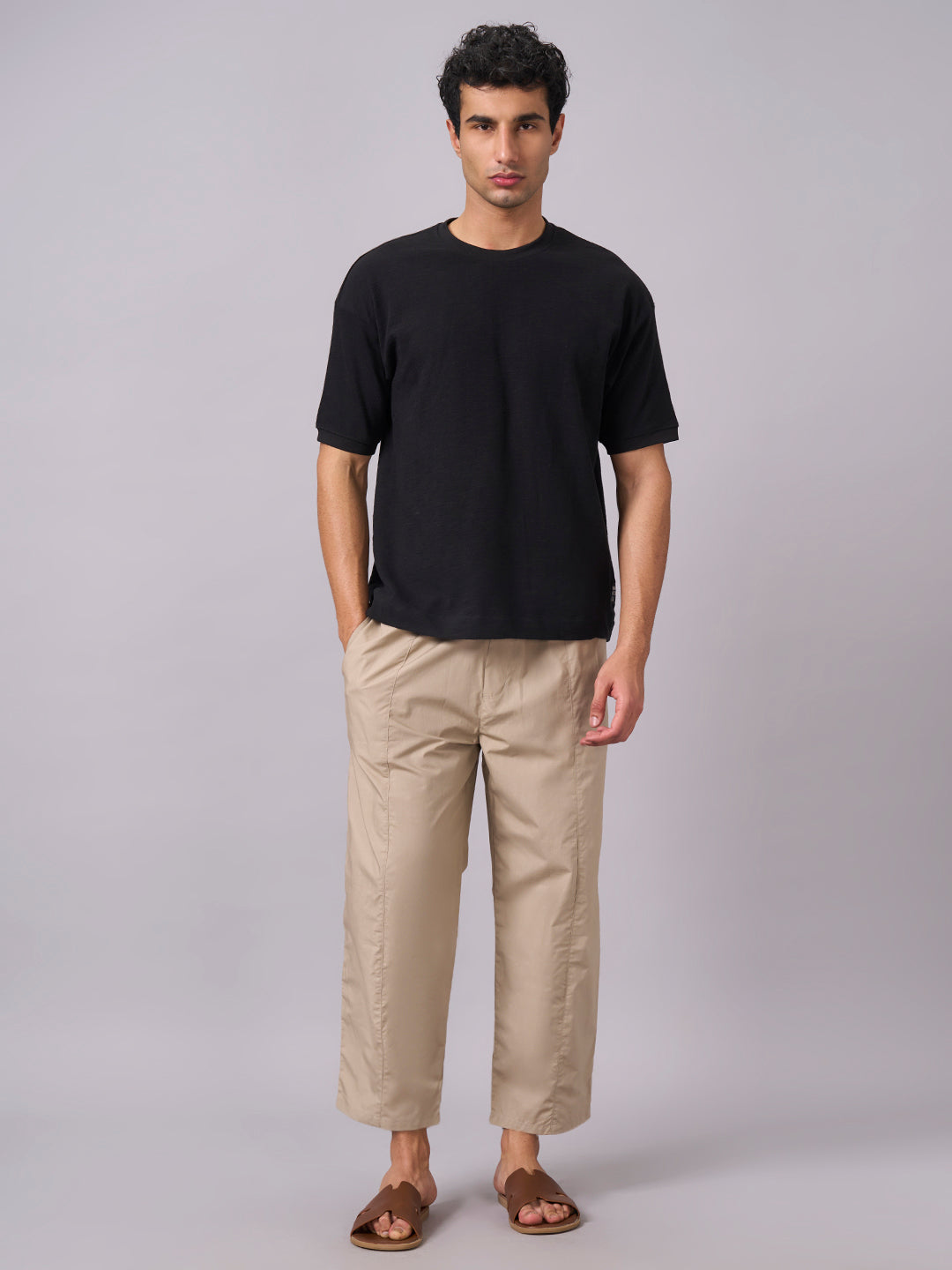 Men's Khaki 100% Cotton Loose Fit Pant