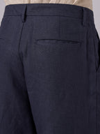 Men's Navy 100% Linen Loose Fit Pant