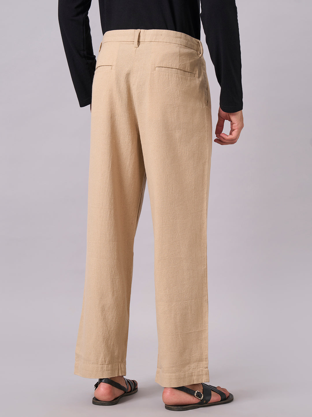 Men's Khaki 100% Cotton Loose Fit Pant