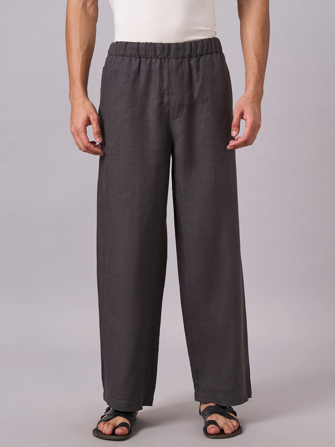 Men's Slate 100% Linen Loose Fit Pant
