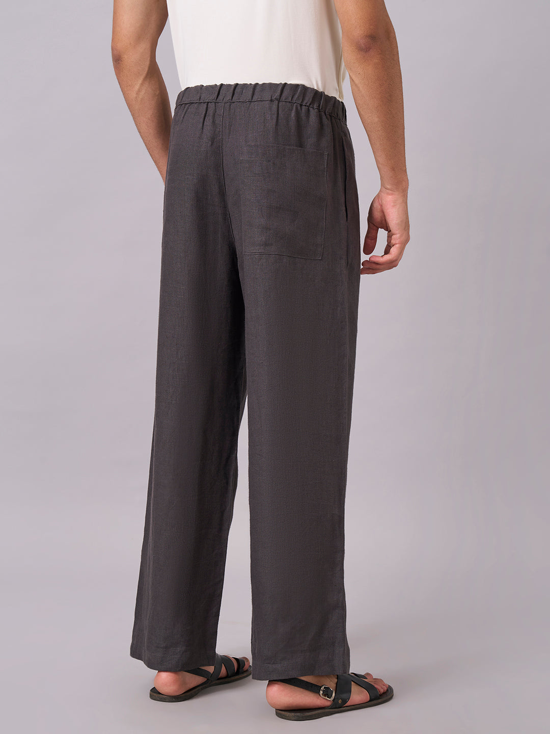 Men's Slate 100% Linen Loose Fit Pant