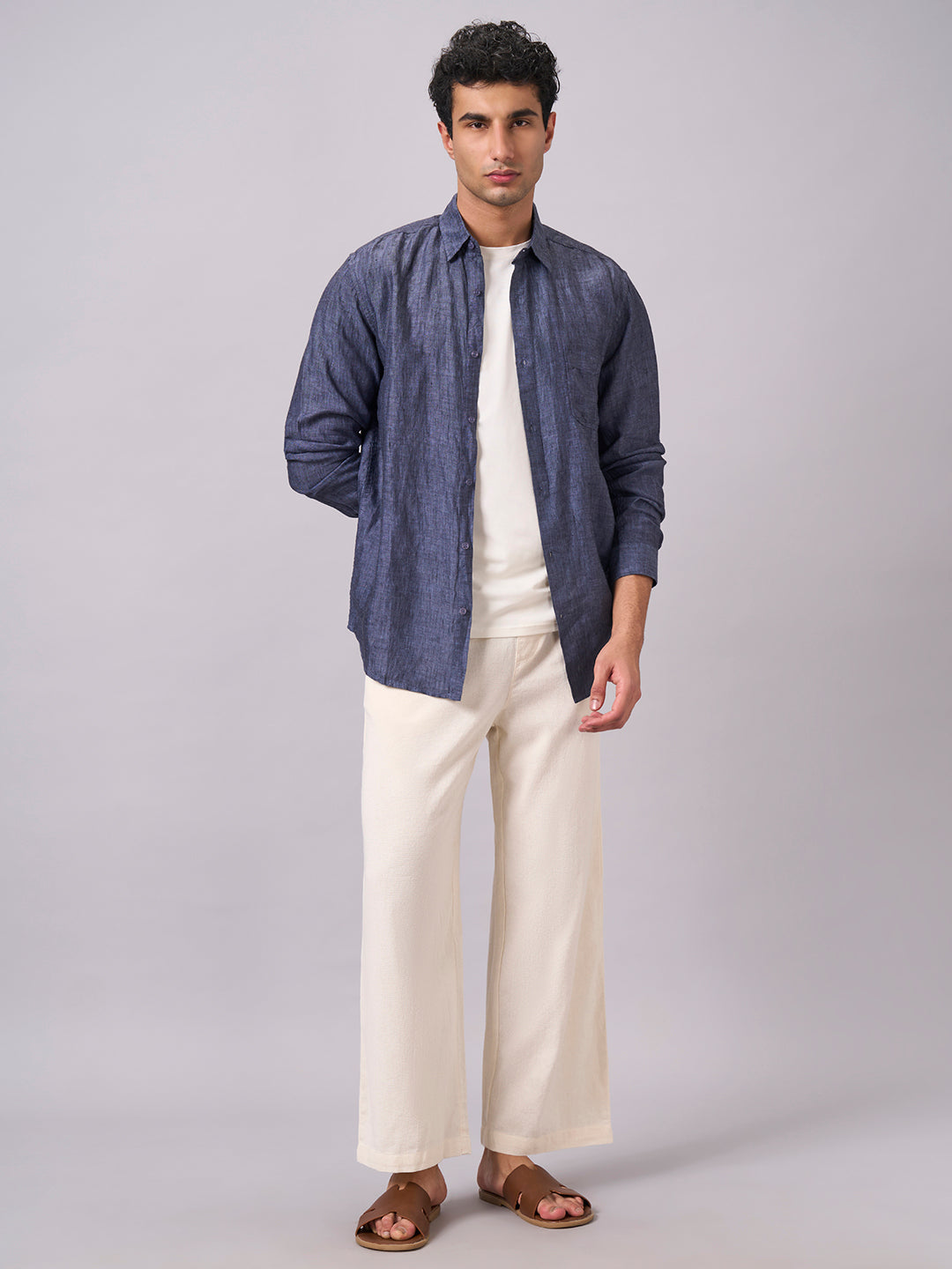 Men's Offwhite 100% Cotton Loose Fit Pant