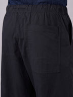 Men's Black Cotton Lycra Regular Fit Pant