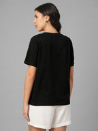 Women's Black 100% Organic Cotton Regular Fit Tshirt