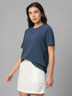 Women's Lavender Cotton Bamboo Elastane Regular Fit Tshirt