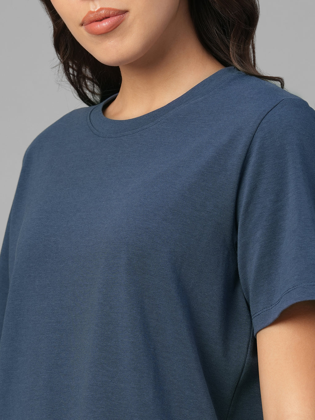 Women's Lavender Cotton Bamboo Elastane Regular Fit Tshirt
