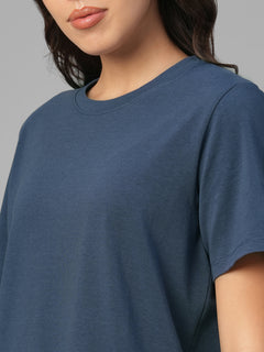 Women's Lavender Cotton Bamboo Elastane Regular Fit Tshirt