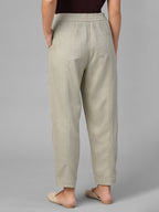 Women's Beige Linen Viscose Barrel Leg Pant