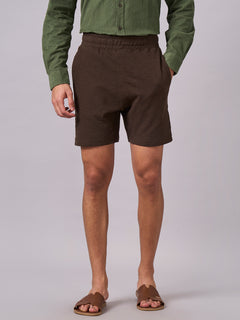 Men's 100% Organic Cotton Regular Fit Knit Shorts Brown