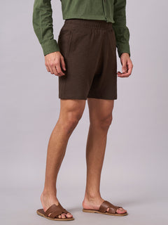 Men's 100% Organic Cotton Regular Fit Knit Shorts Brown