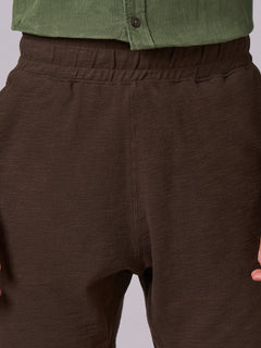 Men's 100% Organic Cotton Regular Fit Knit Shorts Brown