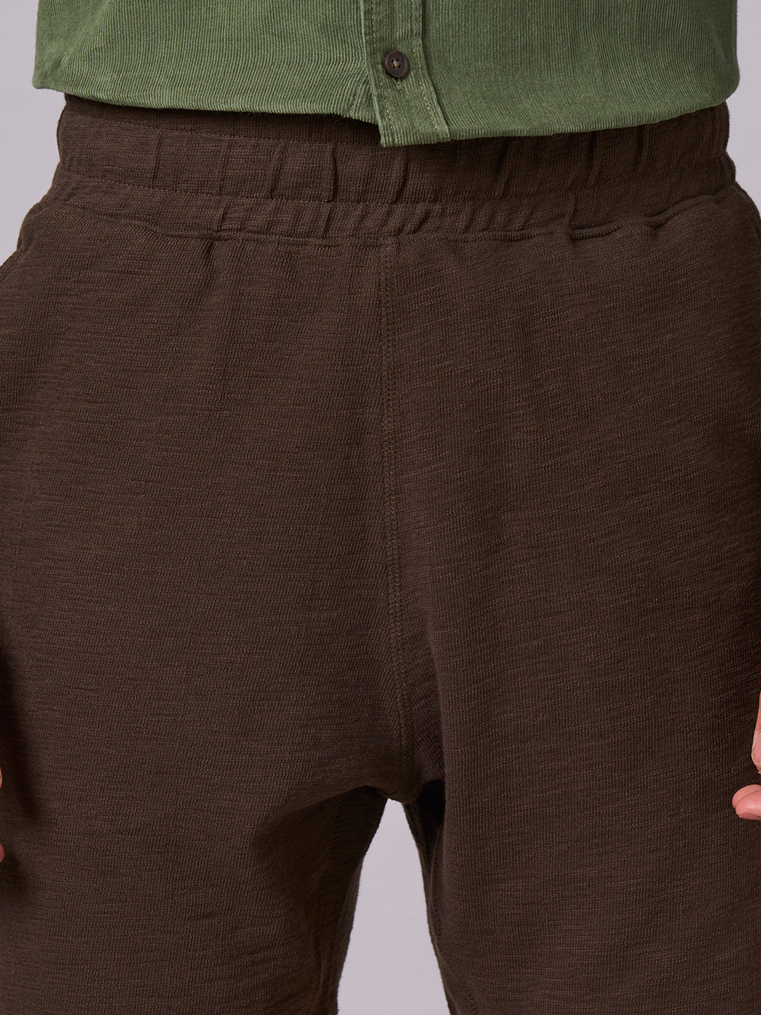 Men's Brown 100% Organic Cotton Regular Fit Knit Shorts