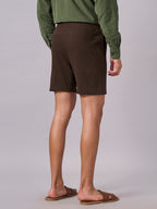 Men's Brown 100% Organic Cotton Regular Fit Knit Shorts