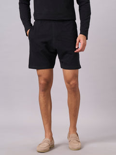 Men's 100% Organic Cotton Regular Fit Knit Shorts Black