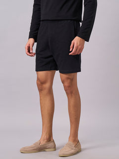 Men's 100% Organic Cotton Regular Fit Knit Shorts Black