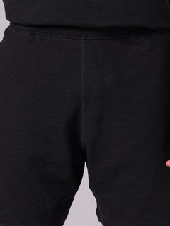 Men's 100% Organic Cotton Regular Fit Knit Shorts Black