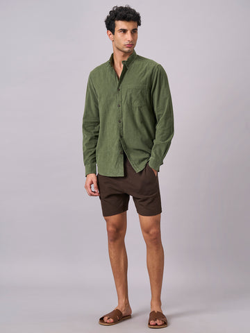 Men's Brown 100% Organic Cotton Regular Fit Knit Shorts