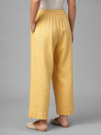Women's Yellow Linen Viscose Regular Fit Pant