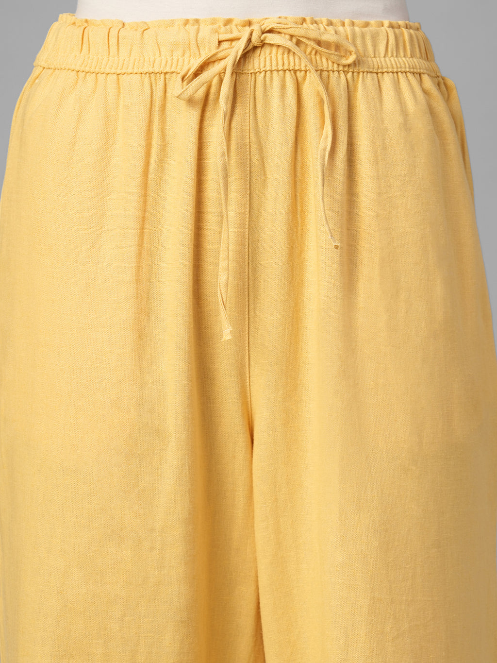 Women's Yellow Linen Viscose Regular Fit Pant