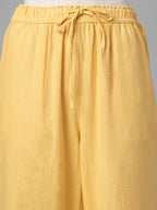 Women's Yellow Linen Viscose Regular Fit Pant