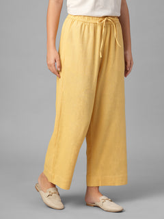 Women's Yellow Linen Viscose Regular Fit Pant