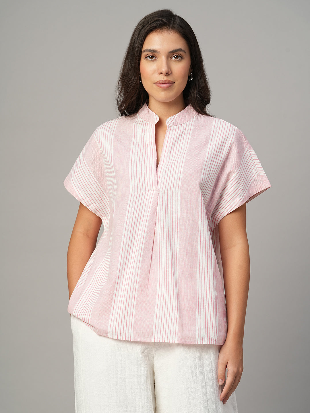 Women's White Linen Cotton Boxy Fit Blouse