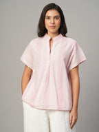 Women's White Linen Cotton Boxy Fit Blouse