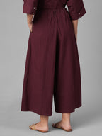 Women's Maroon Cotton Lycra Regular Fit Culotte