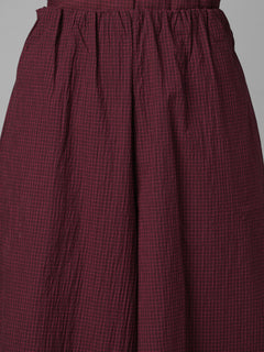 Women's Maroon Cotton Lycra Regular Fit Culotte