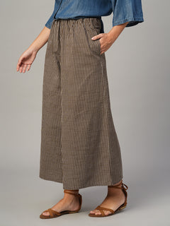 Women's Brown 100% Cotton Regular Fit Culotte