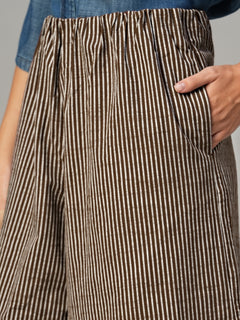 Women's Brown 100% Cotton Regular Fit Culotte