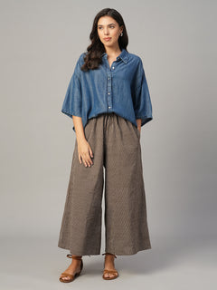 Women's Brown 100% Cotton Regular Fit Culotte