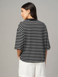 Women's Black 100% Organic Cotton Regular Fit Tshirt
