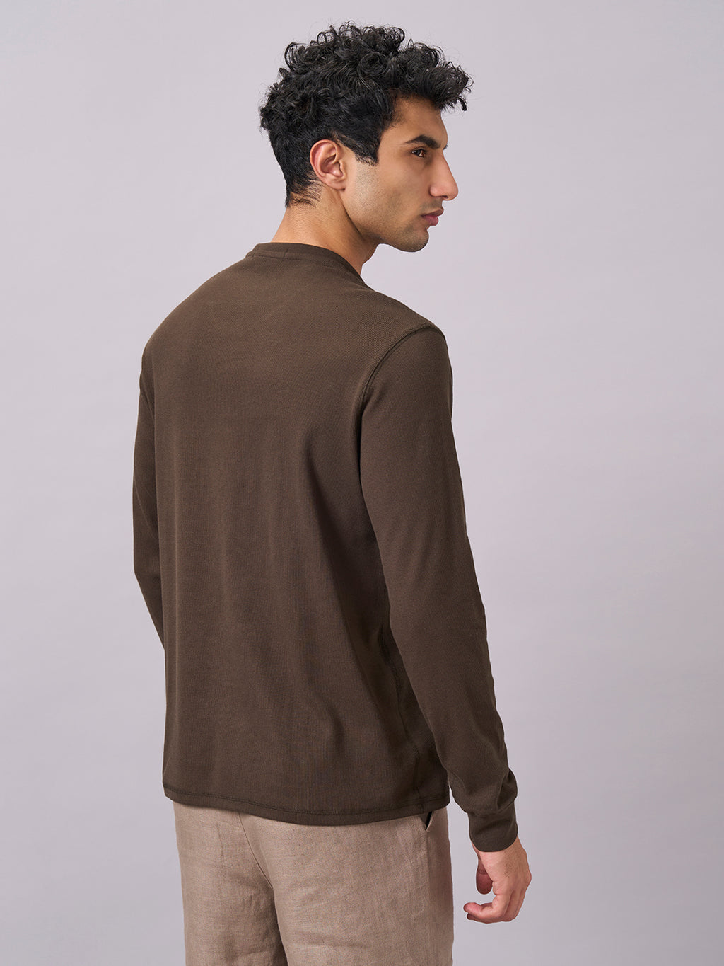 Men's Brown Cotton Elastane Regular Fit Tshirt