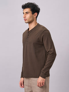 Men’s Cotton Elastane Regular Fit T-Shirt Brown