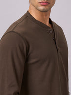 Men's Brown Cotton Elastane Regular Fit Tshirt
