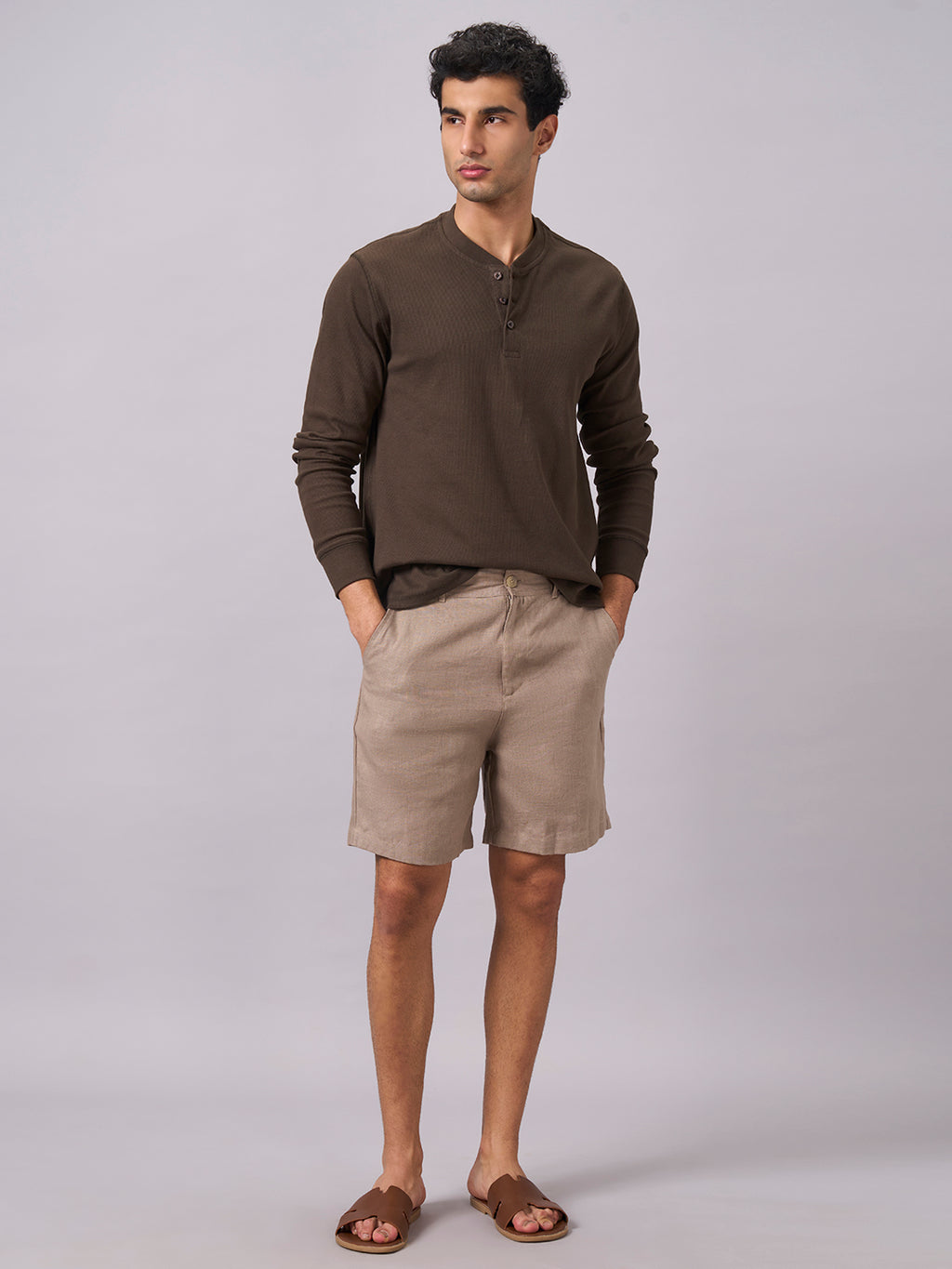 Men's Brown Cotton Elastane Regular Fit Tshirt