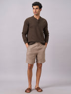 Men's Brown Cotton Elastane Regular Fit Tshirt