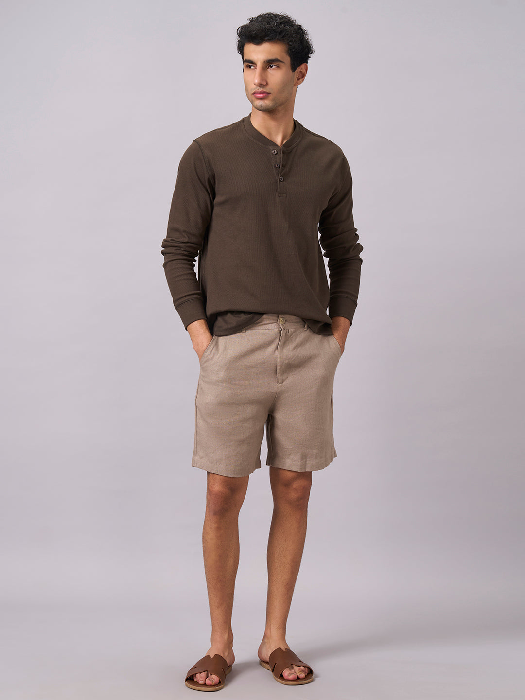 Men's Brown Cotton Elastane Regular Fit Tshirt