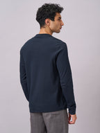 Men's Navy Cotton Elastane Regular Fit Tshirt