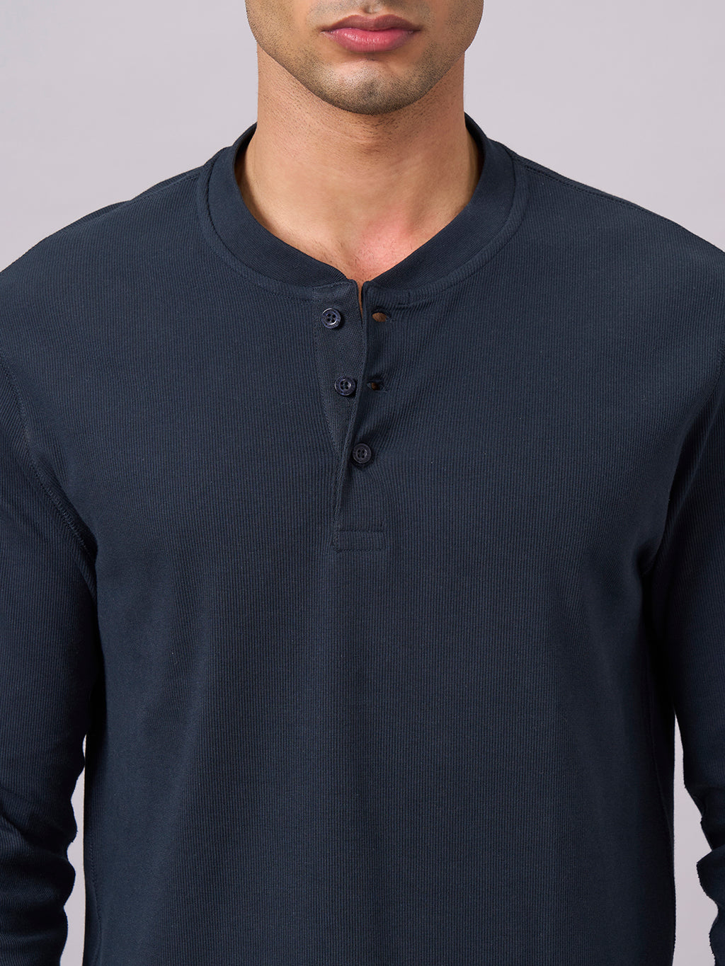 Men's Navy Cotton Elastane Regular Fit Tshirt