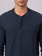 Men's Navy Cotton Elastane Regular Fit Tshirt